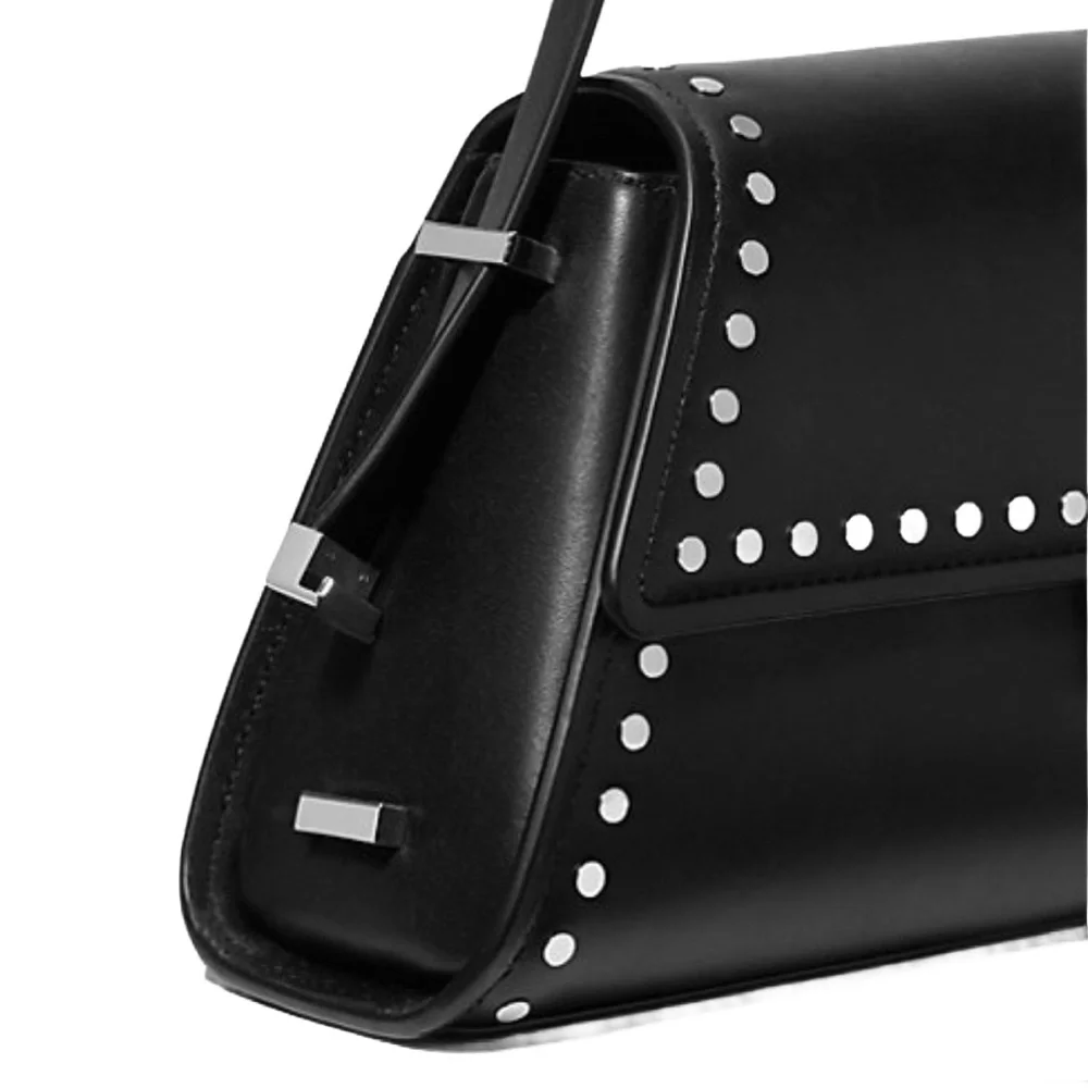MICHAEL KORS ~ Black Ludlow Bag Silver Rivet Accents Magnetic Closure Boss Babe - Picture 4 of 10